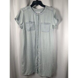 Liz Claiborne Short Sleeve Side Pocket Chambray T-shirt Dress Sz Small New
